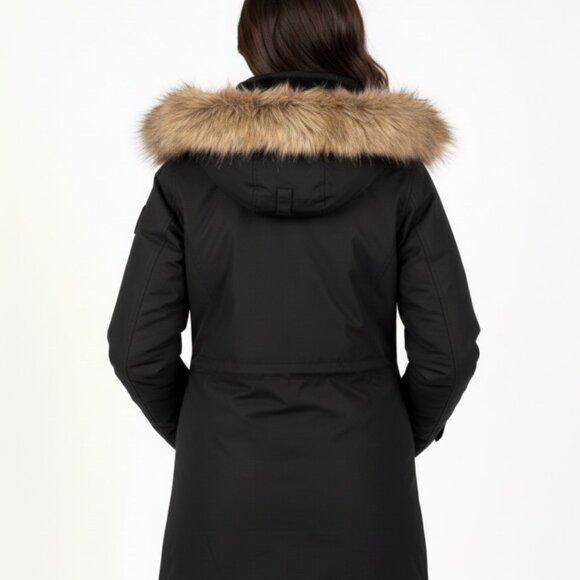ARITZIA TNA Verbier Parka Black Long Coat Faux Fur Hood Women's (S) Winter - Picture 2 of 12